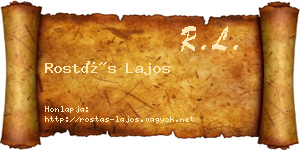 Rostás Lajos névjegykártya